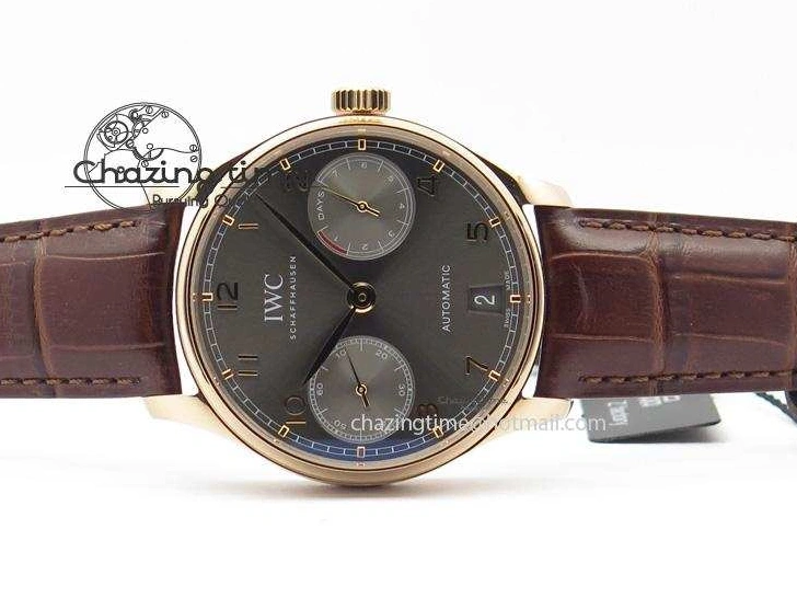 MIROTIME 1219 Unisex Portuguese Real PR RG IW500702 ZF 1:1 Best Edition On Brown Leather Strap A52010 V 7303